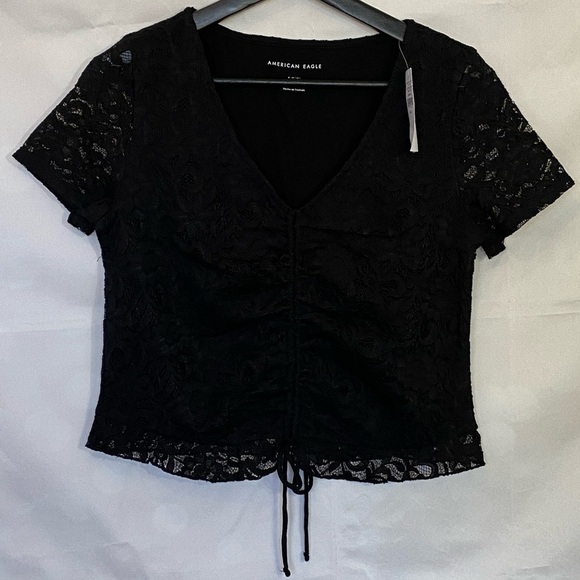 American Eagle Outfitters Tops - AE Cinch Front Lace T-Shirt